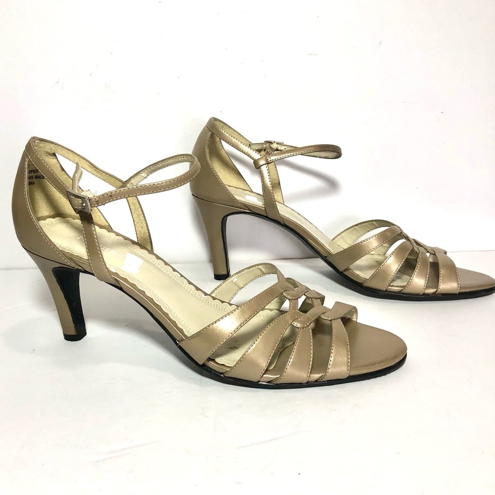 Naturalizer Champagne Gold Strappy Heeled Sandals‎ Women’s 8.5 Narrow